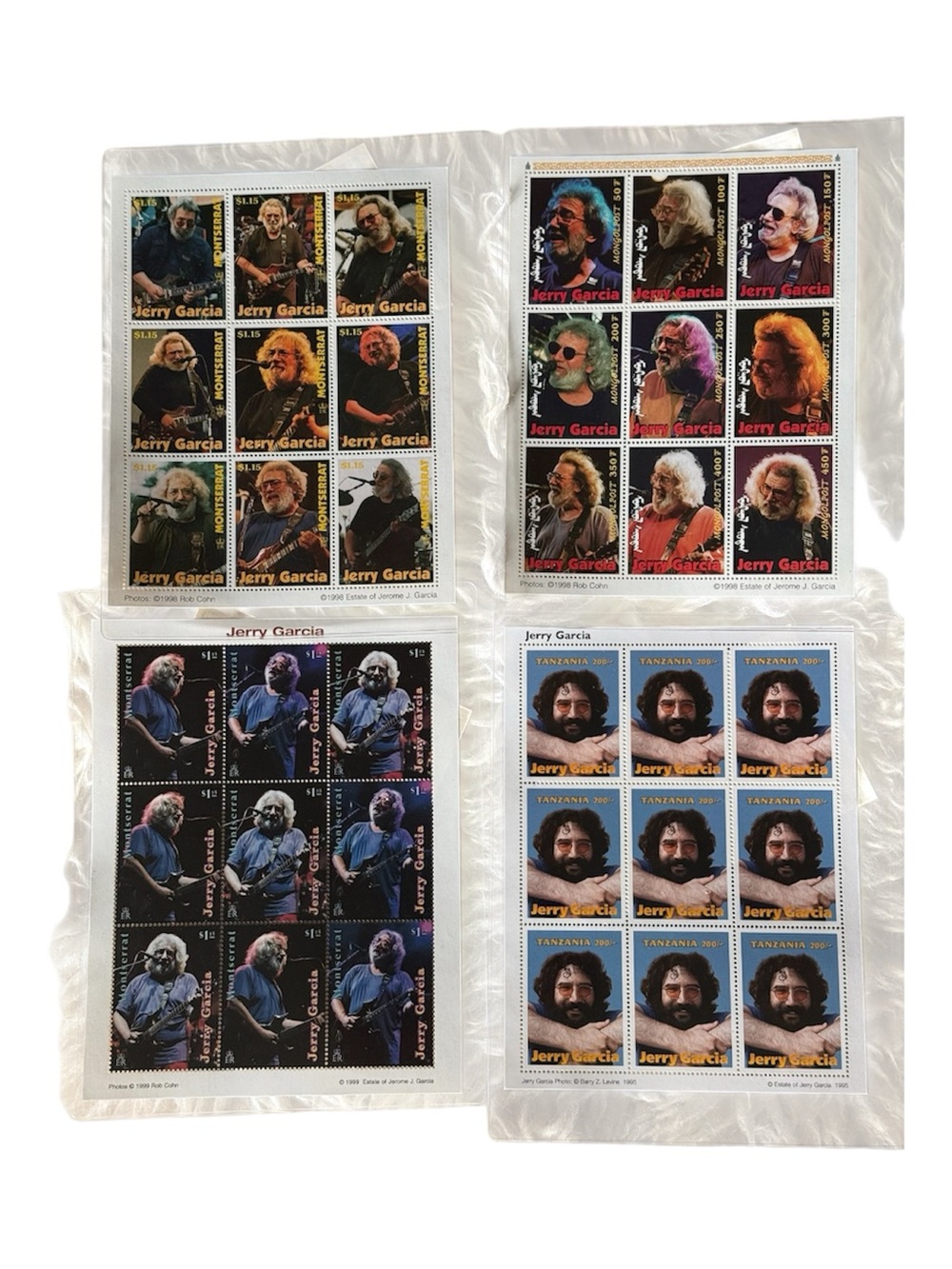 Grateful Dead Collector Stamp Set of 4 w CAO Jerry Garcia 1995-1999 Vintage